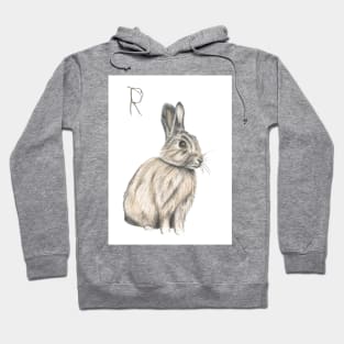 R for Rabbit alphabet illustration Hoodie